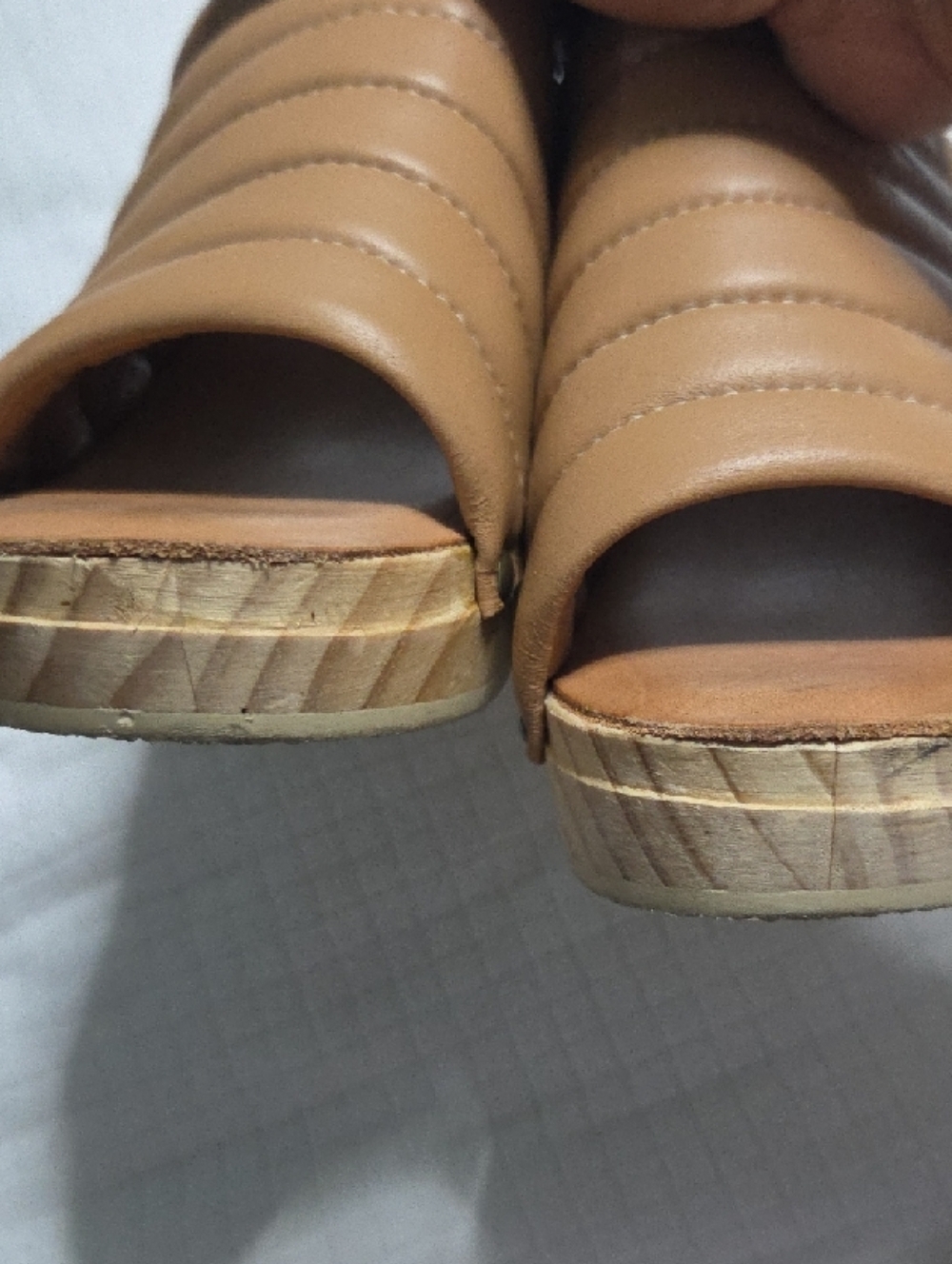 beek Quilted Tan Leather Clog Mules with Stud Accents - Picture 11 of 11